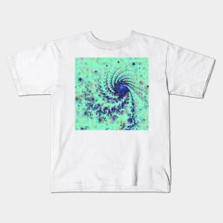 Swirling Aqua Mandelbrot Fractal Kids T-Shirt